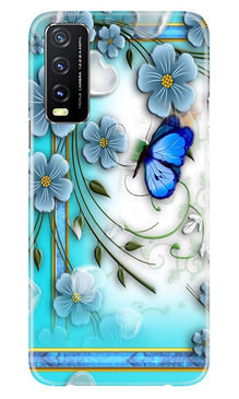 Blue Butterfly Mobile Back Case for Vivo Y20G (Design - 21)