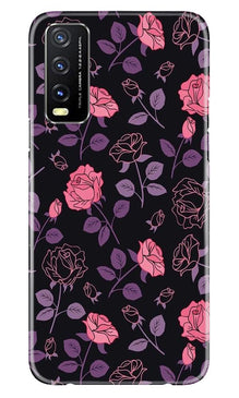 Rose Black Background Mobile Back Case for Vivo Y20G (Design - 27)