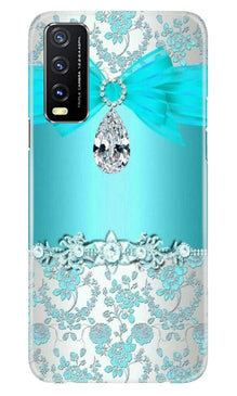 Shinny Blue Background Mobile Back Case for Vivo Y20 (Design - 32)