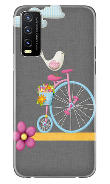 Sparron with cycle Mobile Back Case for Vivo Y20 (Design - 34)