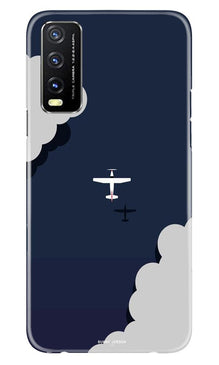 Clouds Plane Mobile Back Case for Vivo Y20i (Design - 196)