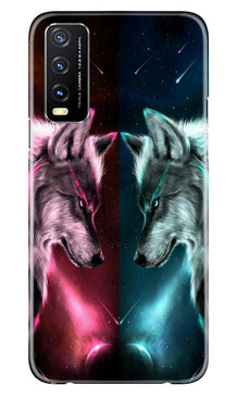Wolf fight Mobile Back Case for Vivo Y20 (Design - 221)