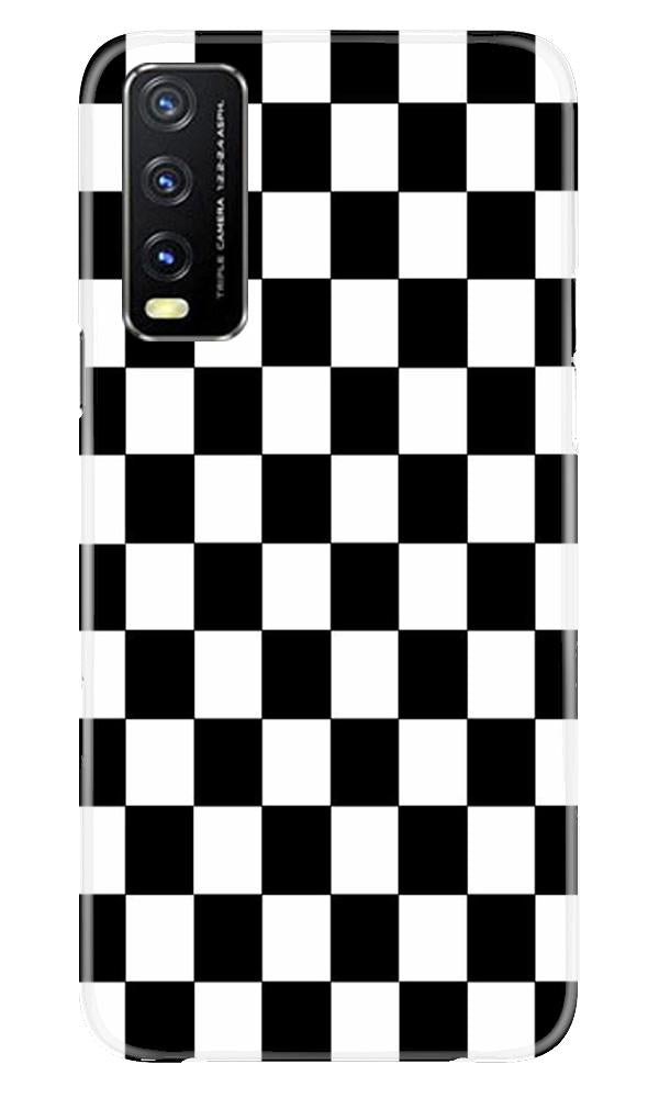 Black White Boxes Mobile Back Case for Vivo Y20i (Design - 372)