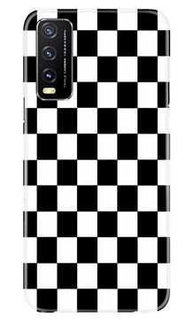 Black White Boxes Mobile Back Case for Vivo Y20i (Design - 372)
