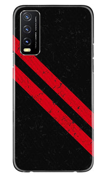 Black Red Pattern Mobile Back Case for Vivo Y20i (Design - 373)