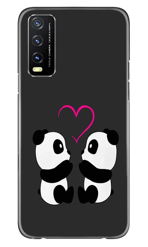 Panda Love Mobile Back Case for Vivo Y20 (Design - 398)