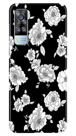 White flowers Black Background Case for Vivo Y53s