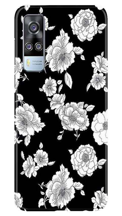 White flowers Black Background Case for Vivo Y51A