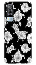 White flowers Black Background Case for Vivo Y31