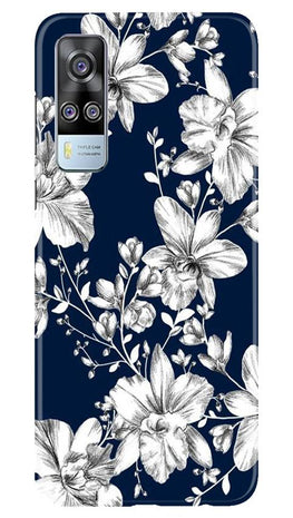 White flowers Blue Background Case for Vivo Y31