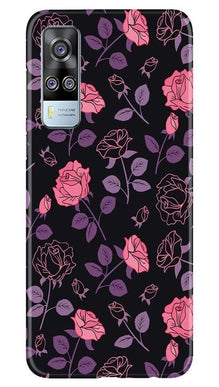Rose Black Background Mobile Back Case for Vivo Y51A (Design - 27)