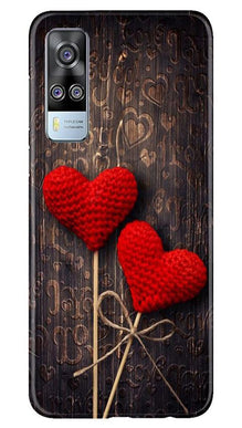 Red Hearts Mobile Back Case for Vivo Y51A (Design - 80)