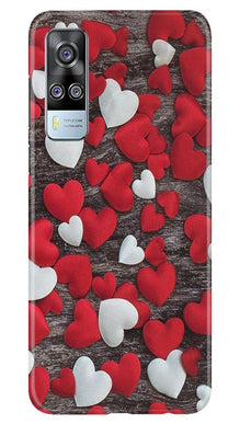Red White Hearts Mobile Back Case for Vivo Y51  (Design - 105)