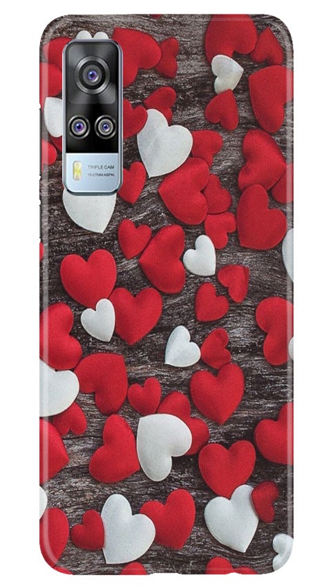 Red White Hearts Case for Vivo Y53s(Design - 105)