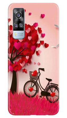 Red Heart Cycle Mobile Back Case for Vivo Y51 (Design - 222)