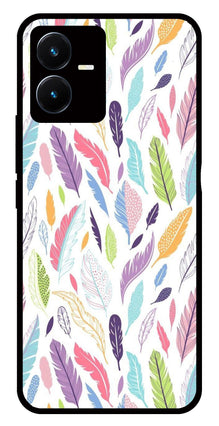 Colorful Feathers Metal Mobile Case for Vivo Y22s