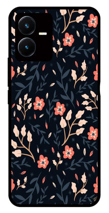 Floral Pattern Metal Mobile Case for Vivo Y22s