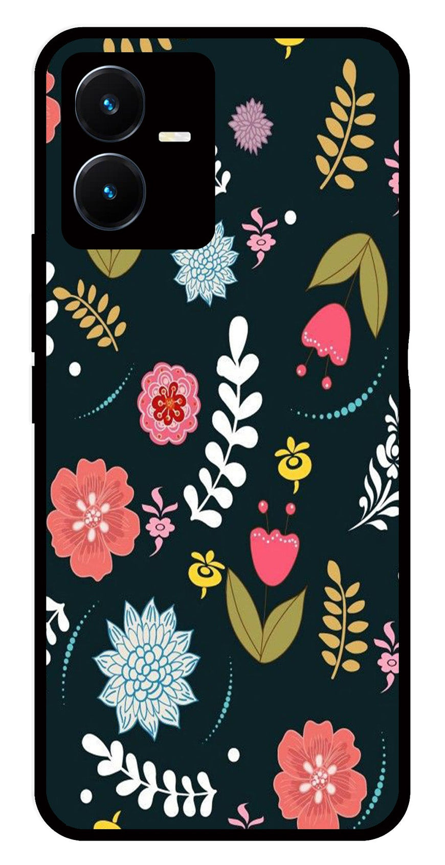 Floral Pattern2 Metal Mobile Case for Vivo Y22s   (Design No -12)