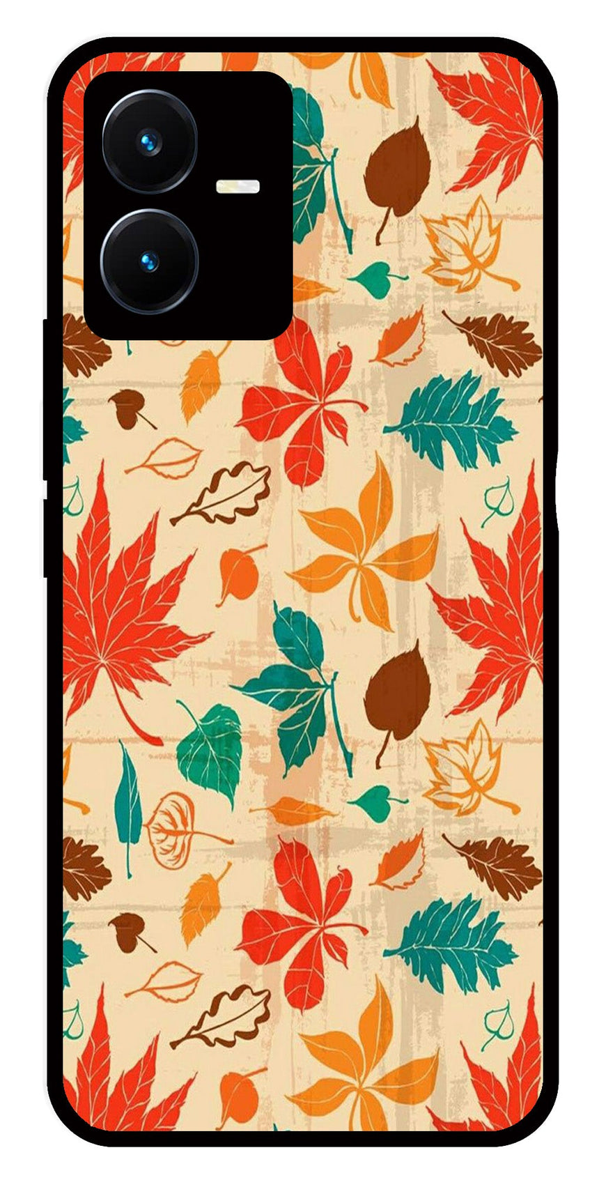 Leafs Design Metal Mobile Case for Vivo Y22s   (Design No -14)