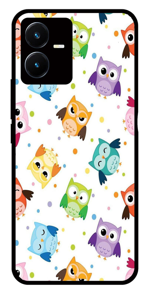 Owls Pattern Metal Mobile Case for Vivo Y22s   (Design No -20)