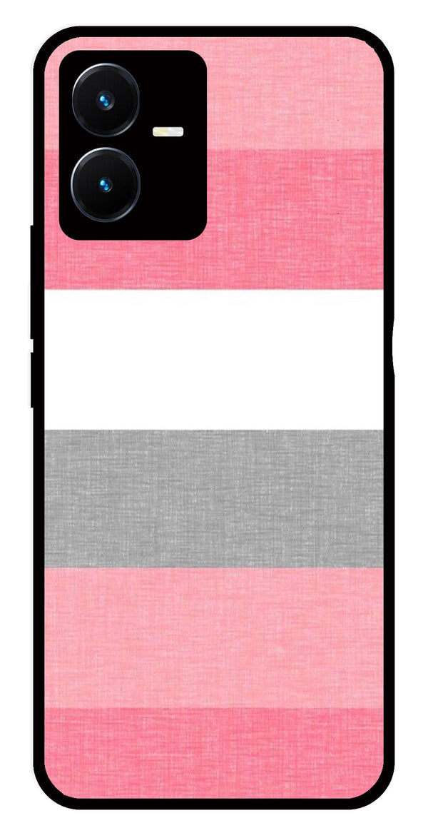 Pink Pattern Metal Mobile Case for Vivo Y22s   (Design No -23)