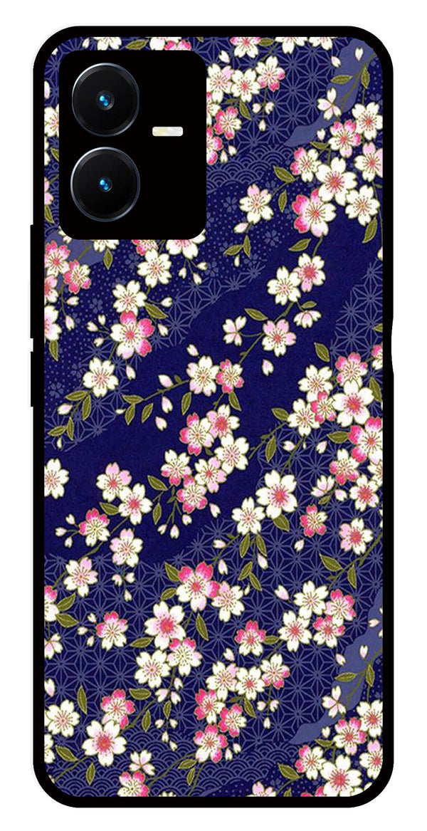 Flower Design Metal Mobile Case for Vivo Y22   (Design No -25)