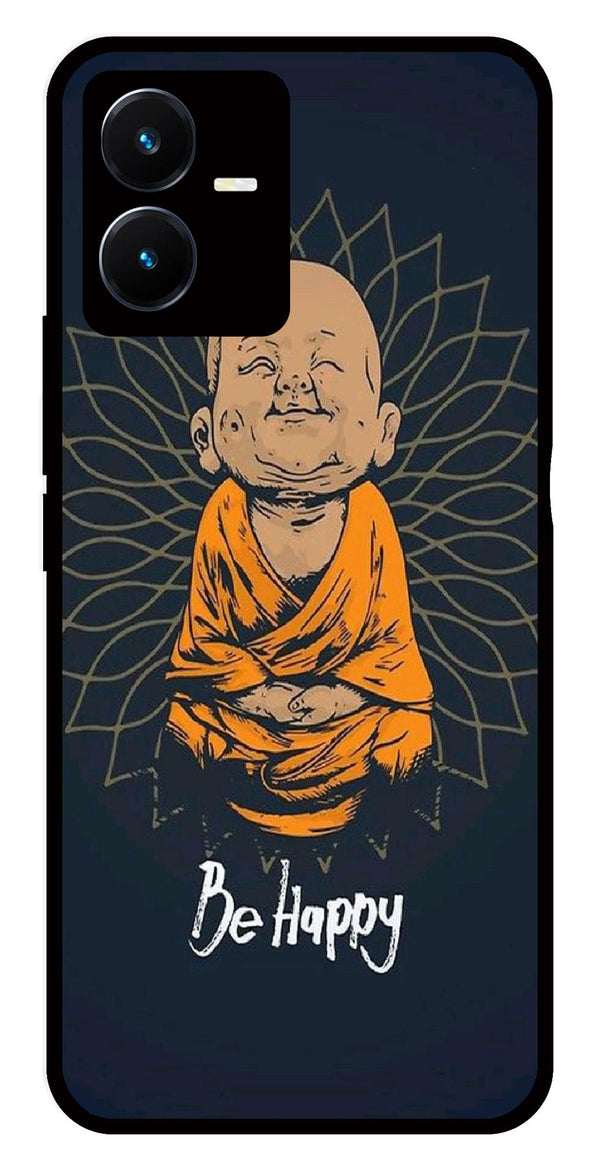 Be Happy Metal Mobile Case for Vivo Y22s   (Design No -27)