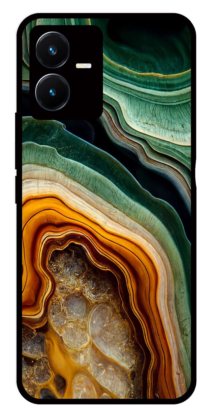 Marble Design Metal Mobile Case for Vivo Y22s   (Design No -28)