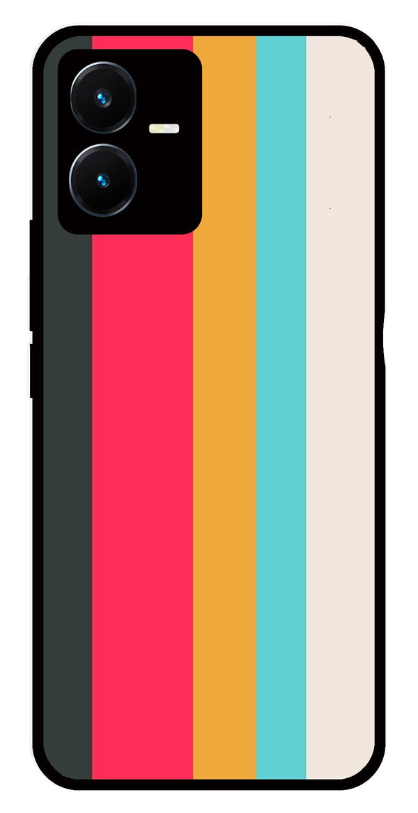 Muted Rainbow Metal Mobile Case for Vivo Y22s   (Design No -31)