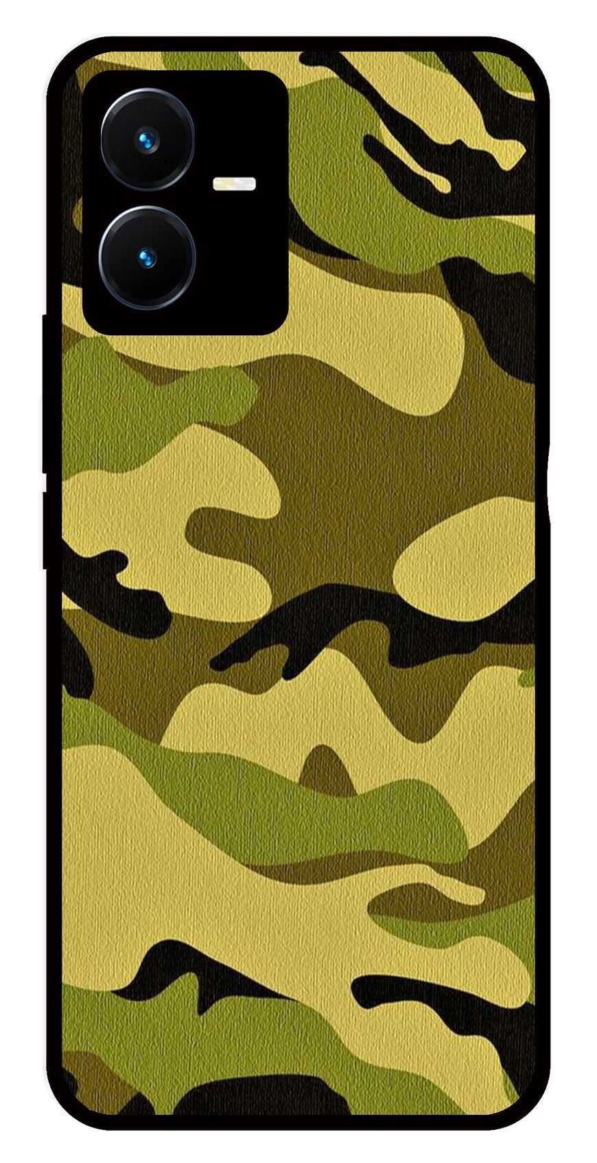 Army Pattern Metal Mobile Case for Vivo Y22s   (Design No -35)