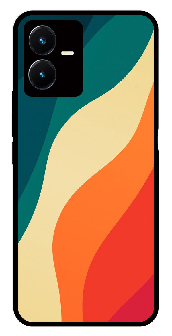 Muted Rainbow Metal Mobile Case for Vivo Y22s   (Design No -39)