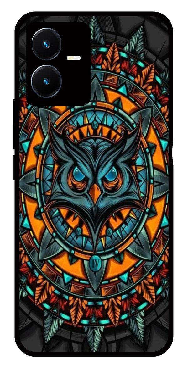 Owl Pattern Metal Mobile Case for Vivo Y22s   (Design No -42)
