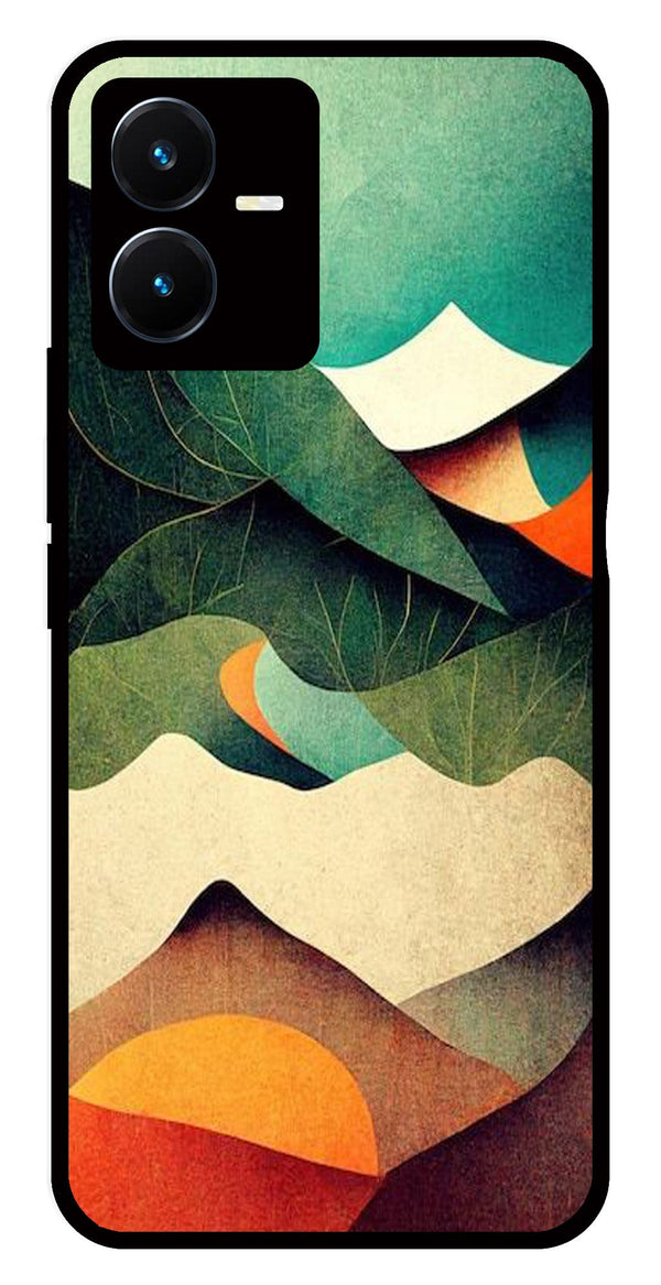 MultiColor Pattern Metal Mobile Case for Vivo Y22s   (Design No -43)