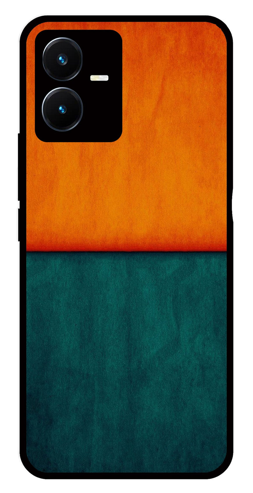 Orange Green Pattern Metal Mobile Case for Vivo Y22   (Design No -45)