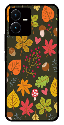 Leaves Design Metal Mobile Case for Vivo Y22s