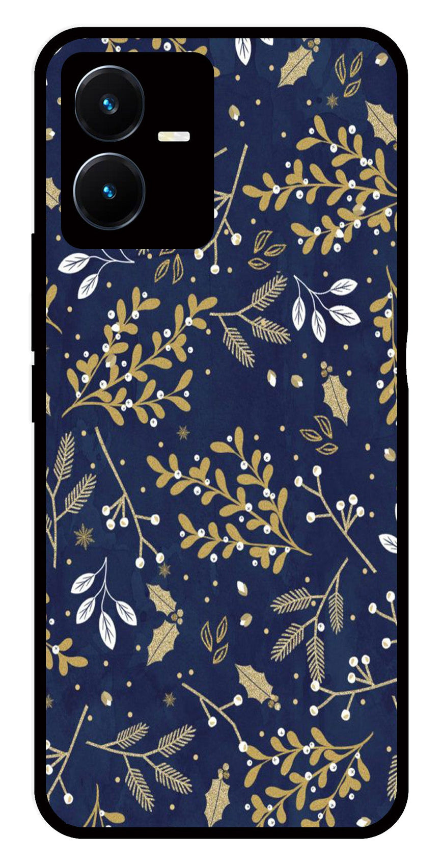Floral Pattern  Metal Mobile Case for Vivo Y22s   (Design No -52)