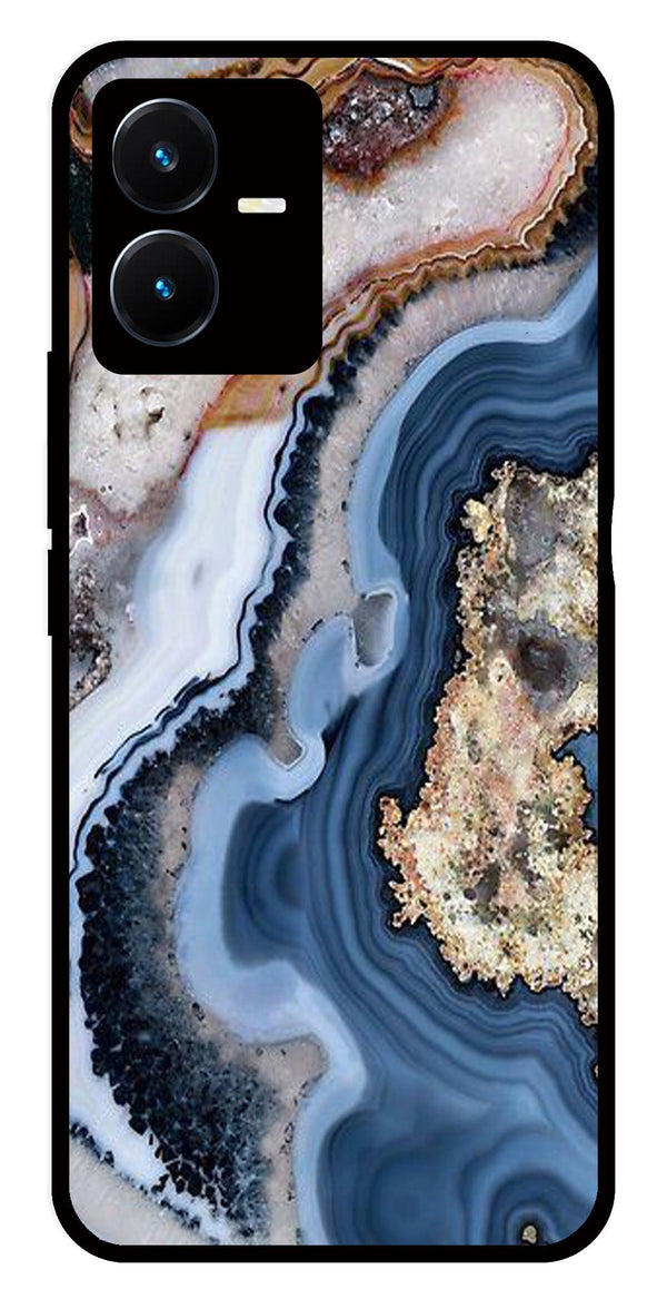 Marble Design Metal Mobile Case for Vivo Y22s   (Design No -53)
