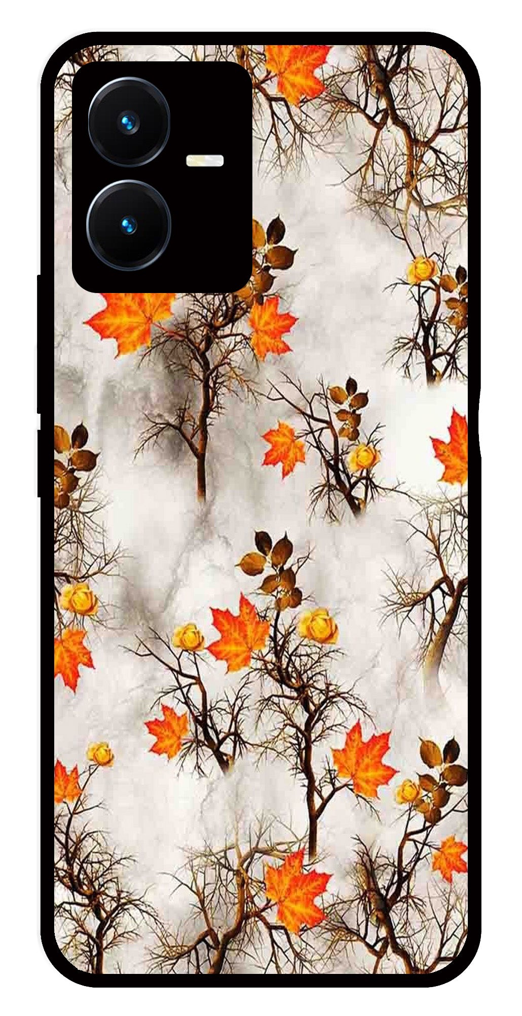 Autumn leaves Metal Mobile Case for Vivo Y22s   (Design No -55)