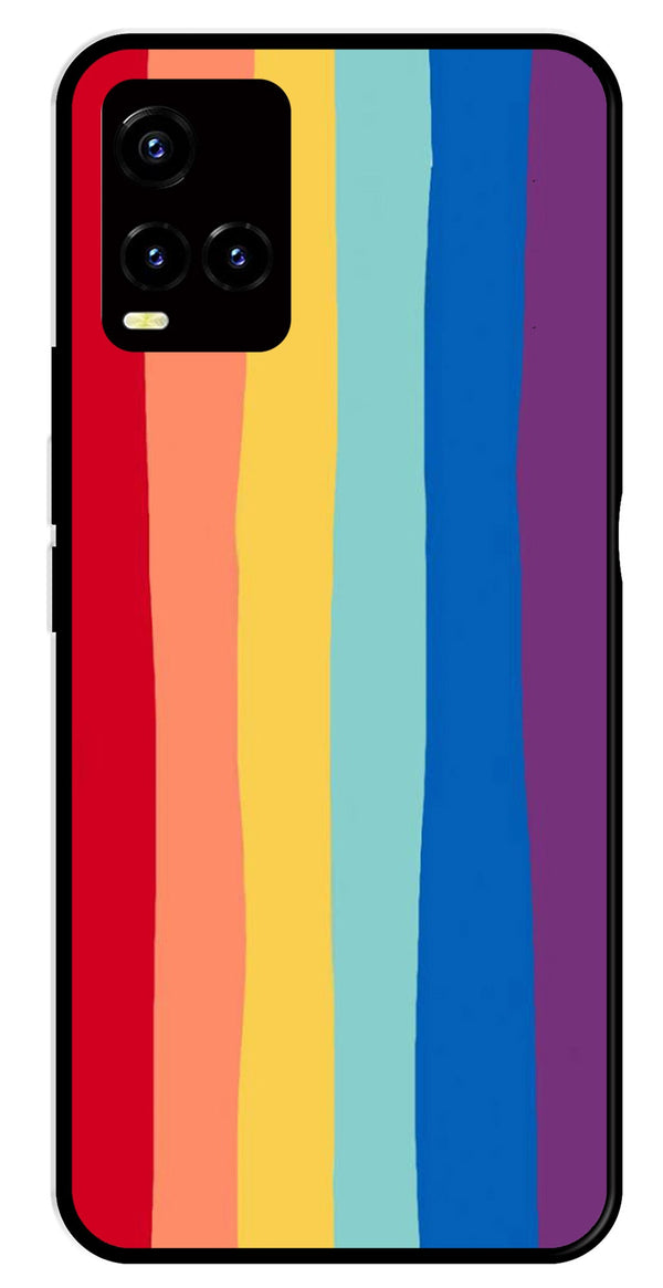 Rainbow MultiColor Metal Mobile Case for Vivo Y21   (Design No -03)