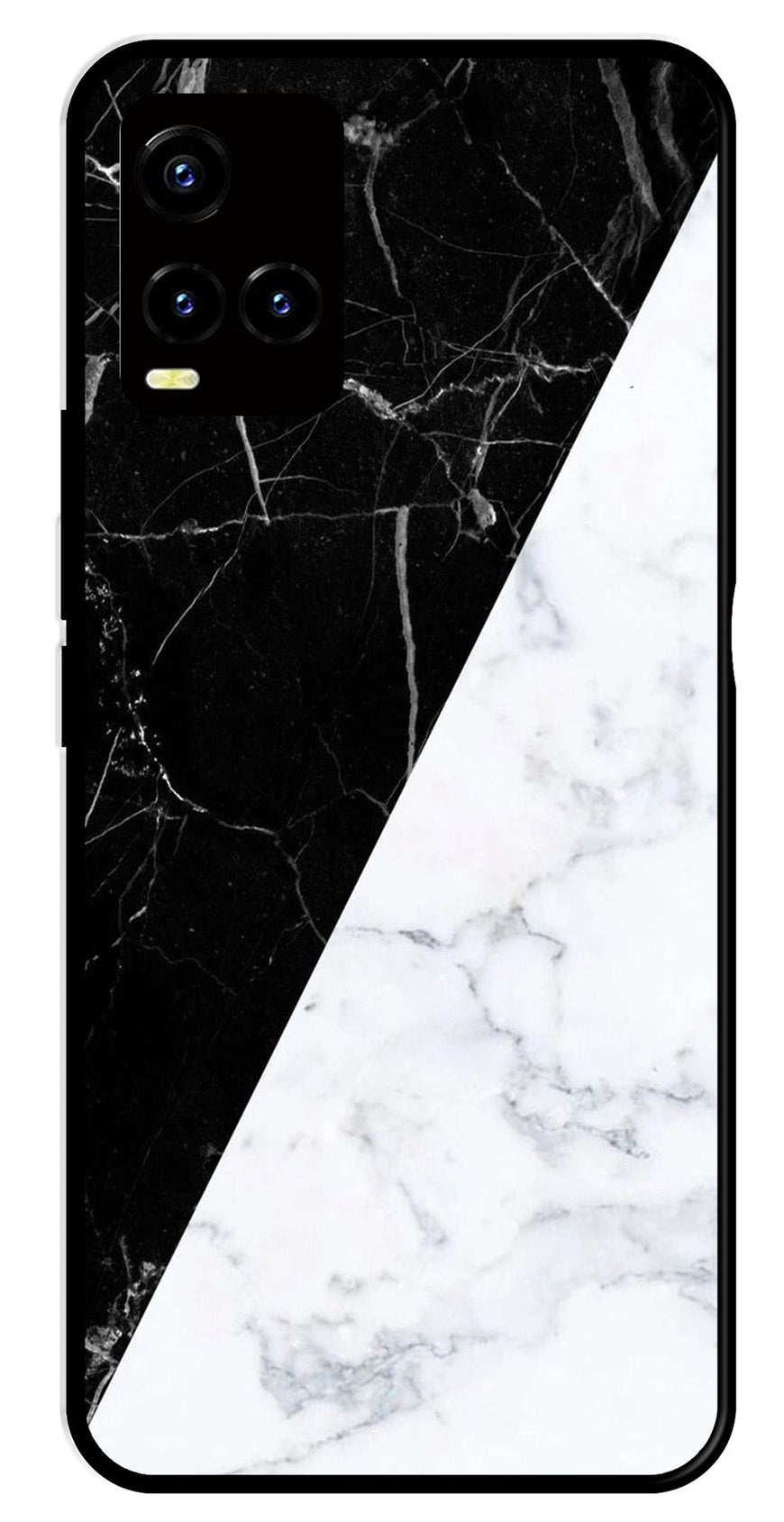 Black White Marble Design Metal Mobile Case for Vivo Y32   (Design No -09)