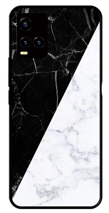 Black White Marble Design Metal Mobile Case for Vivo Y33s