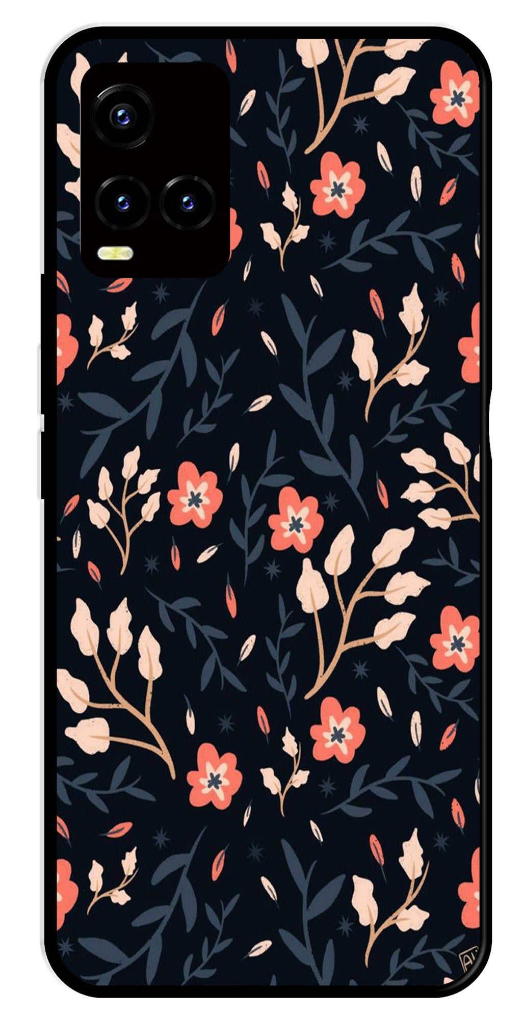 Floral Pattern Metal Mobile Case for Vivo Y33s   (Design No -10)