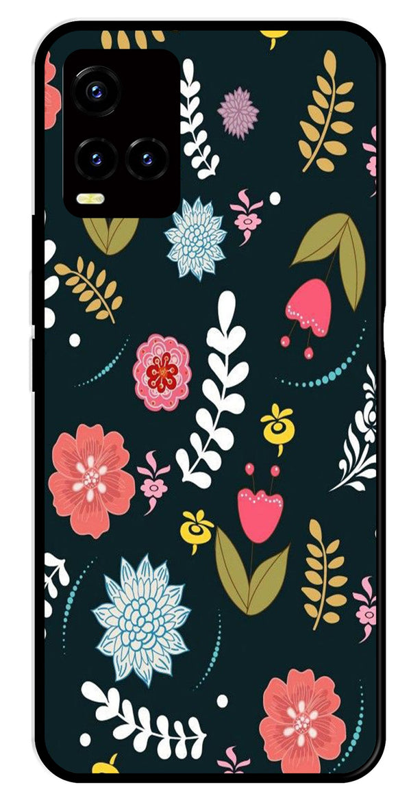 Floral Pattern2 Metal Mobile Case for Vivo Y32   (Design No -12)