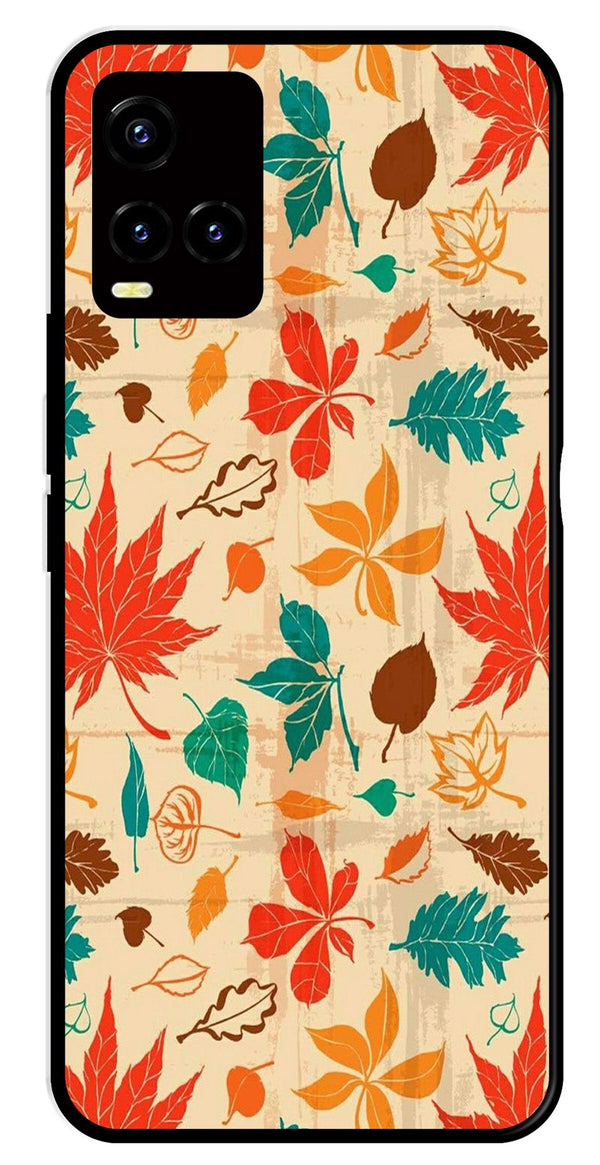 Leafs Design Metal Mobile Case for Vivo Y33s   (Design No -14)