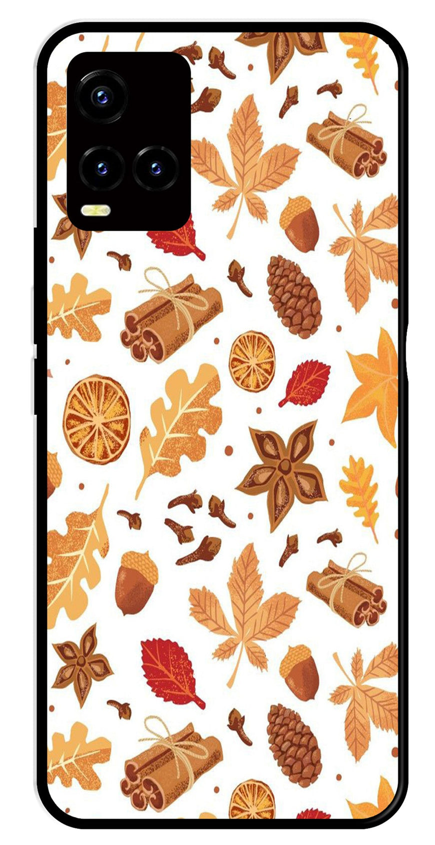 Autumn Leaf Metal Mobile Case for Vivo Y21   (Design No -19)