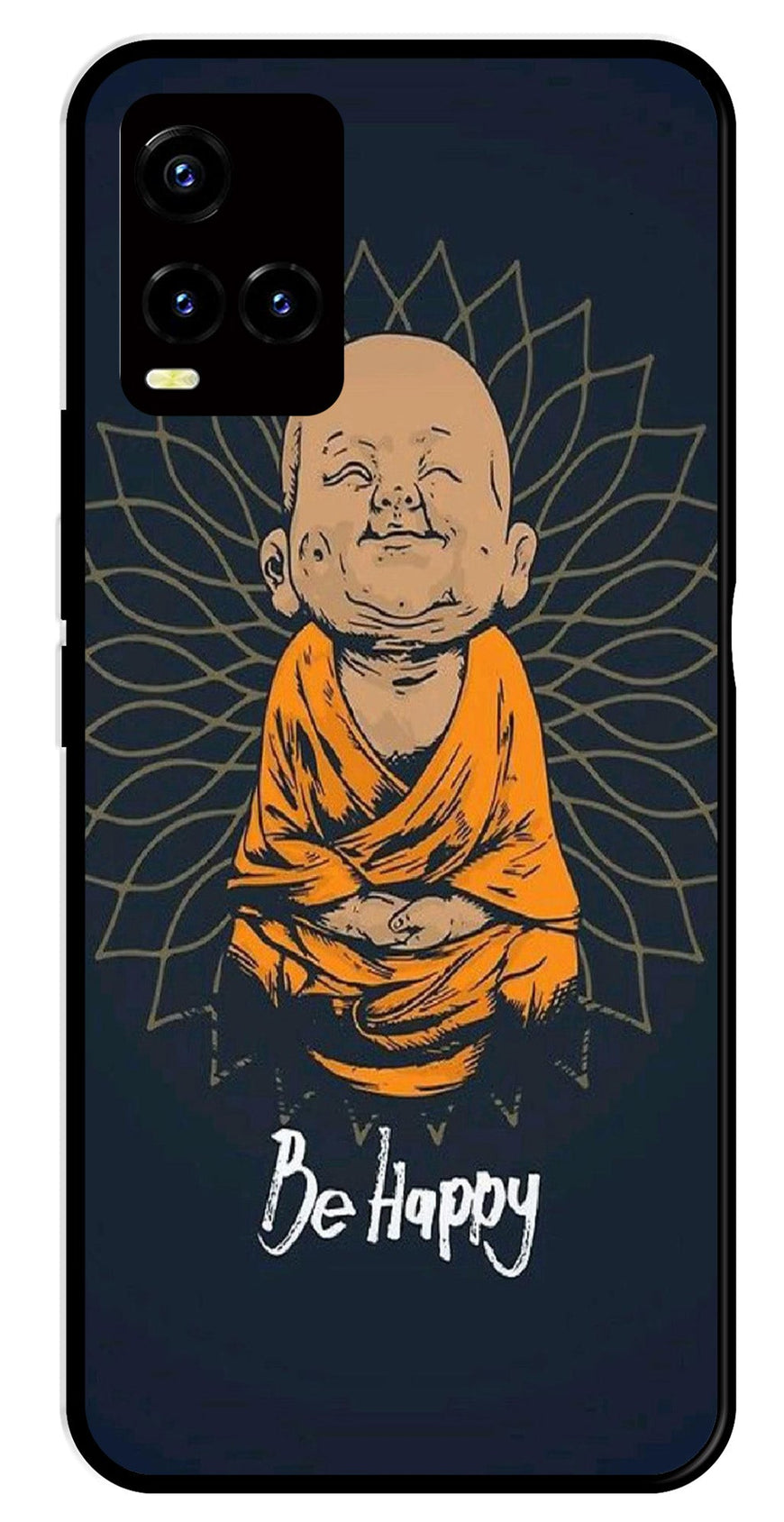 Be Happy Metal Mobile Case for Vivo Y33s   (Design No -27)