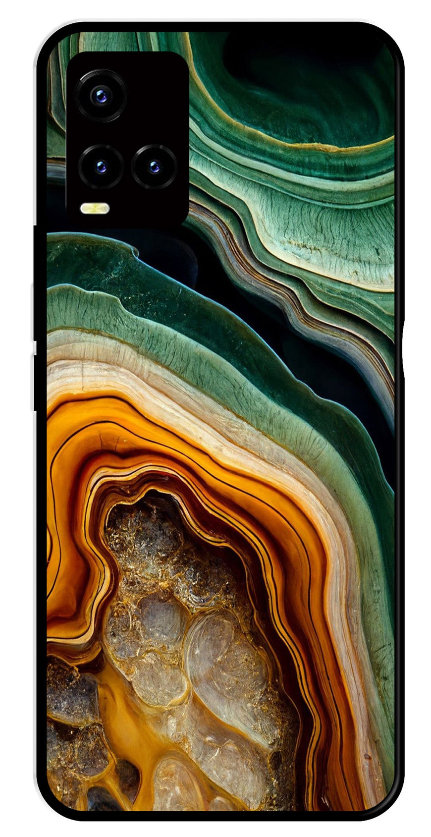 Marble Design Metal Mobile Case for Vivo Y21   (Design No -28)