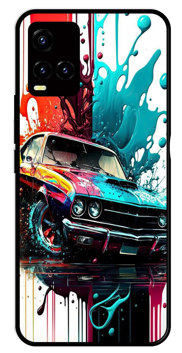 Vintage Car Metal Mobile Case for Vivo Y32   (Design No -29)