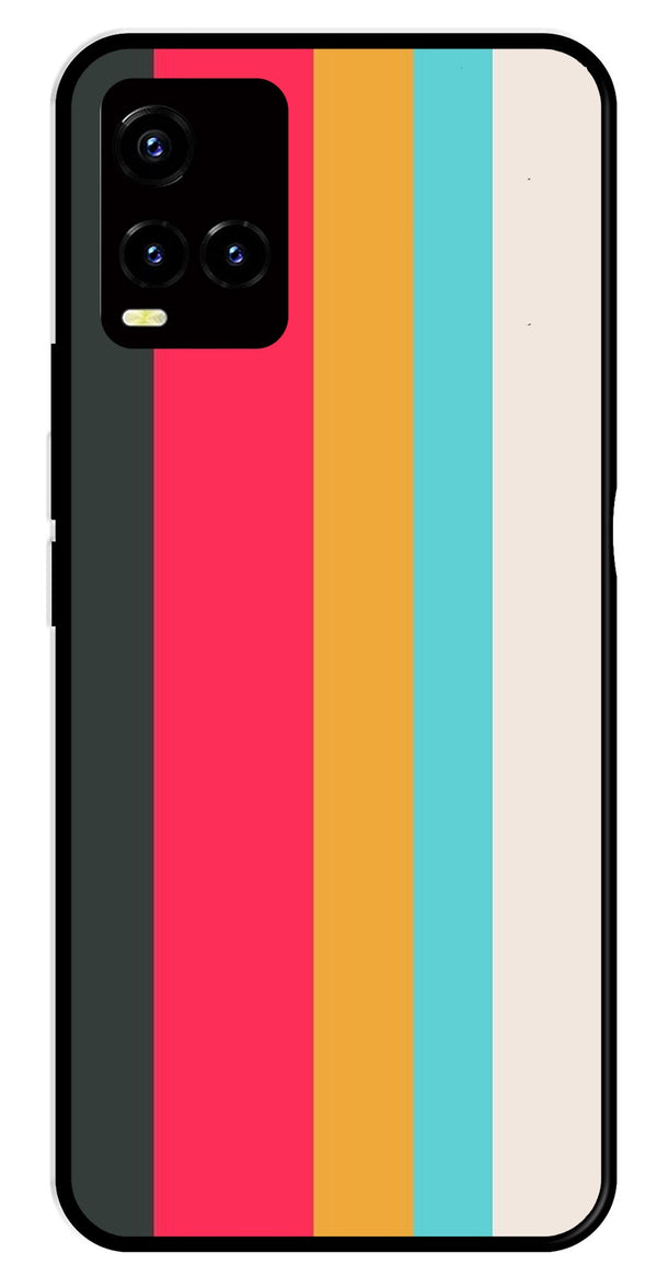 Muted Rainbow Metal Mobile Case for Vivo Y21   (Design No -31)