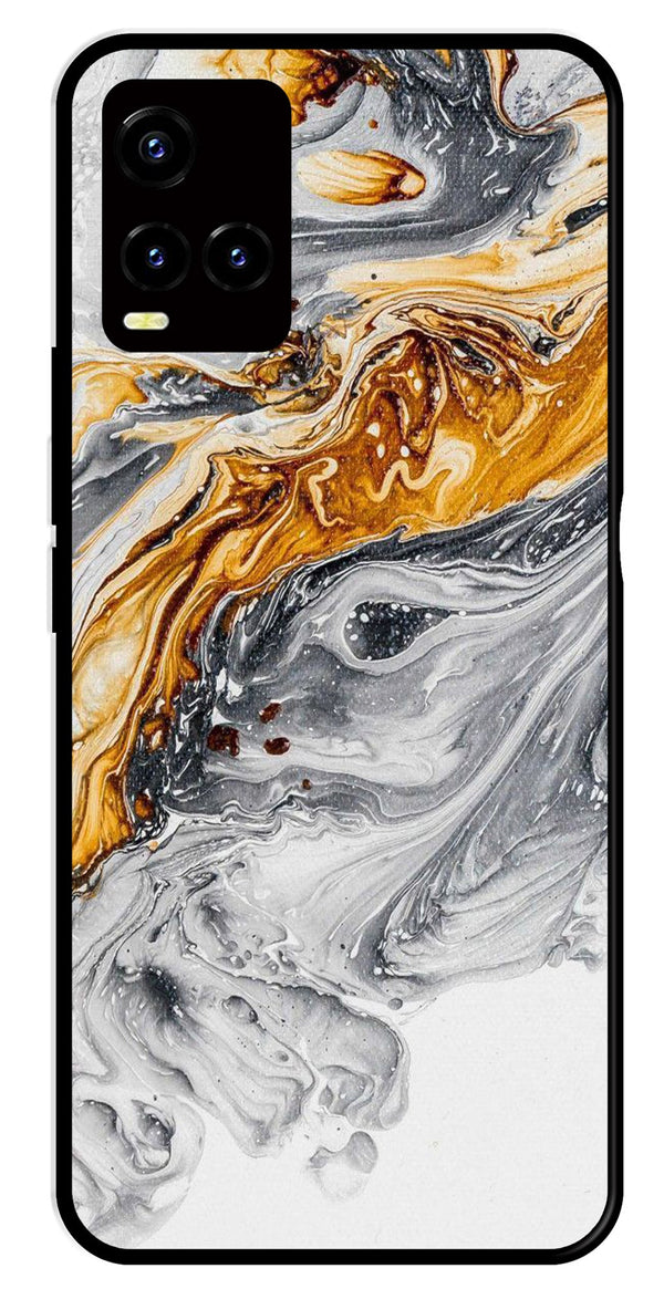 Marble Pattern Metal Mobile Case for Vivo Y32   (Design No -36)